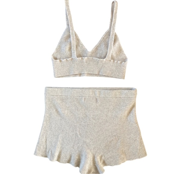 Nadaam Cashmere Ribbed Seamless Bralette and Short Set Luxury Loungewear - Picture 7 of 11